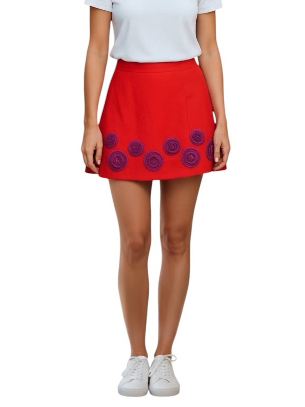 BODEN ROSETTE RED PURPLE SUMMER SKIRT 12